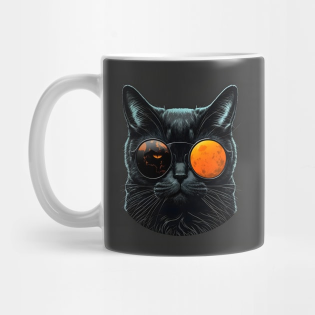 Funny Black Cat with Broken Sunglasses by UniqueMe